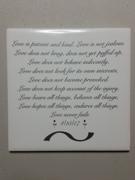 Indoor Wall Tile 6 x 6 inch with Bible Verse