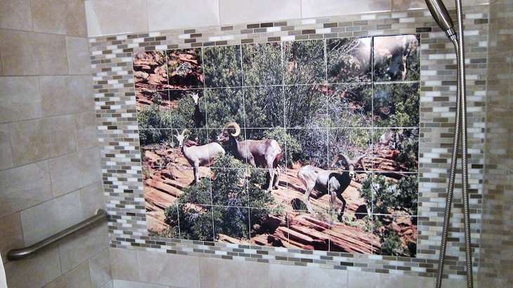 Rams On Mountains Shower Wall Mural