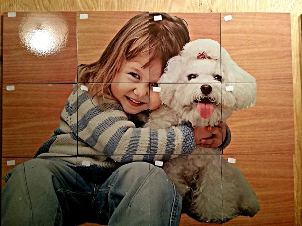 Printed Floor Tiles Custom printed with your image for the floor child and dog