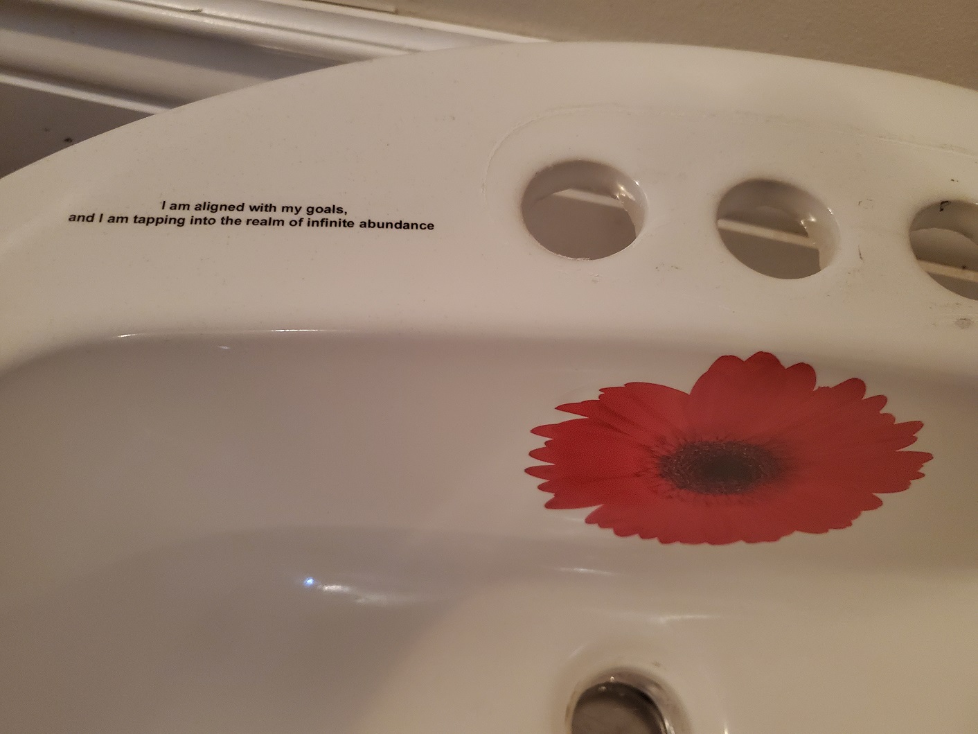 Printed Text or Words On Porcelain Bathroom Sink
