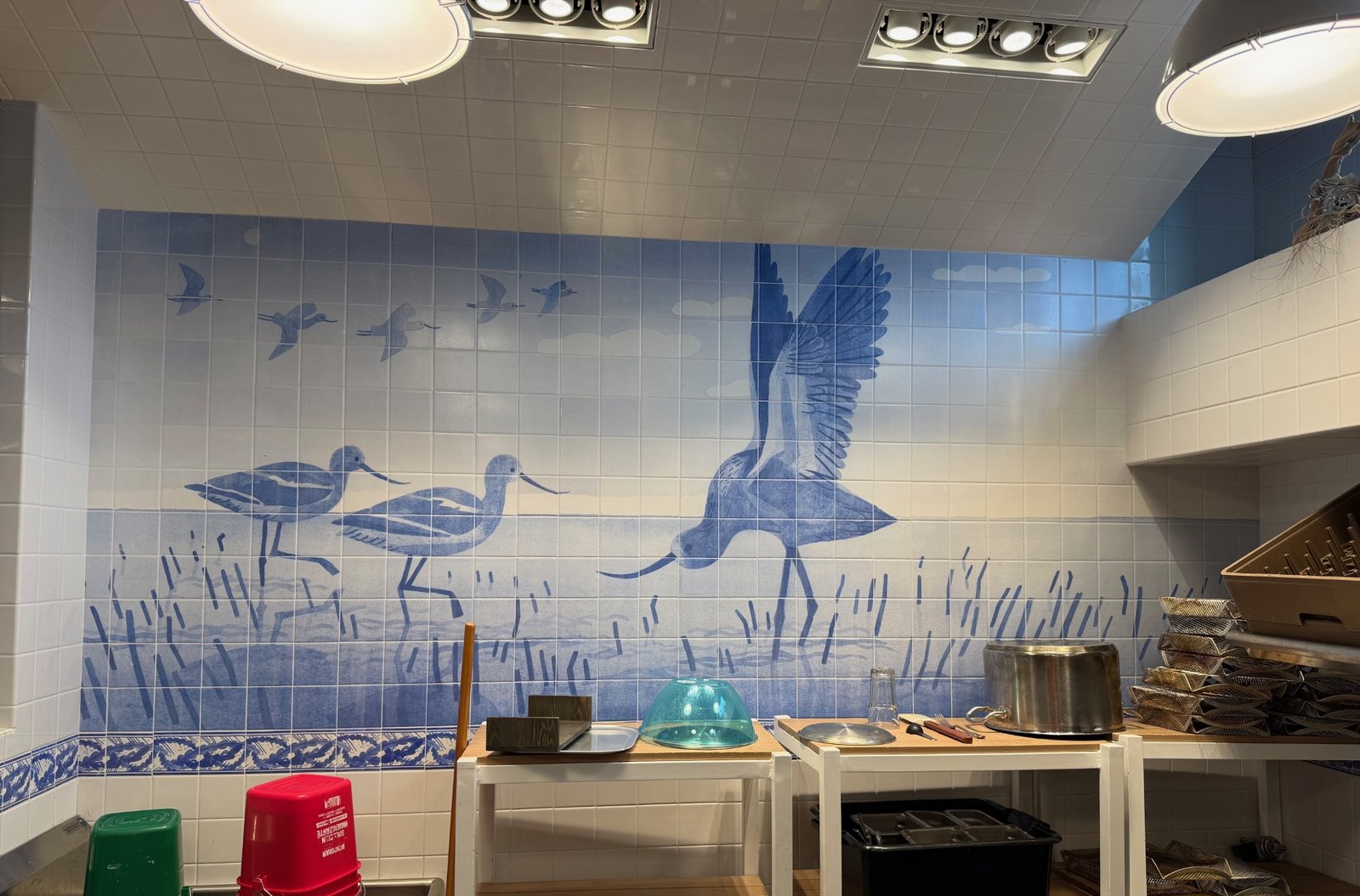 custom porcelain tile mural Wavetronix Utah corporate installation